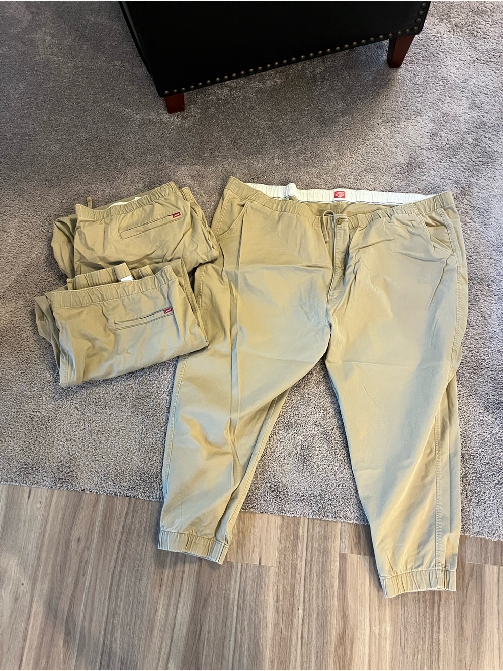 3 Pairs of Levi's Men's Khaki Elastic Waist Jogger Chinos